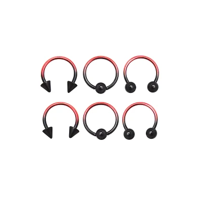 Multi-Pack Ombre Horseshoe Rings and Captive - 3 Pair