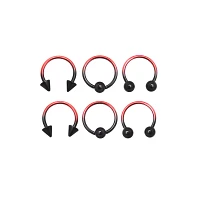 Multi-Pack Ombre Horseshoe Rings and Captive - 3 Pair