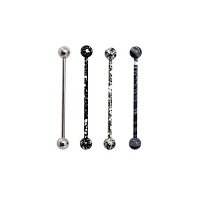 Black and White Splatter Industrial Barbell 4 Pack - 14 Gauge