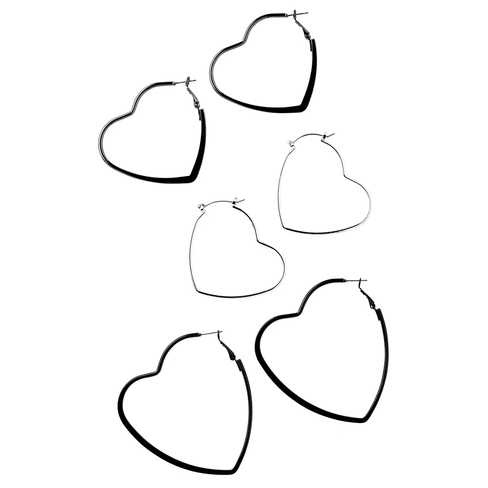 Heart Hoop Earrings - 3 Pack