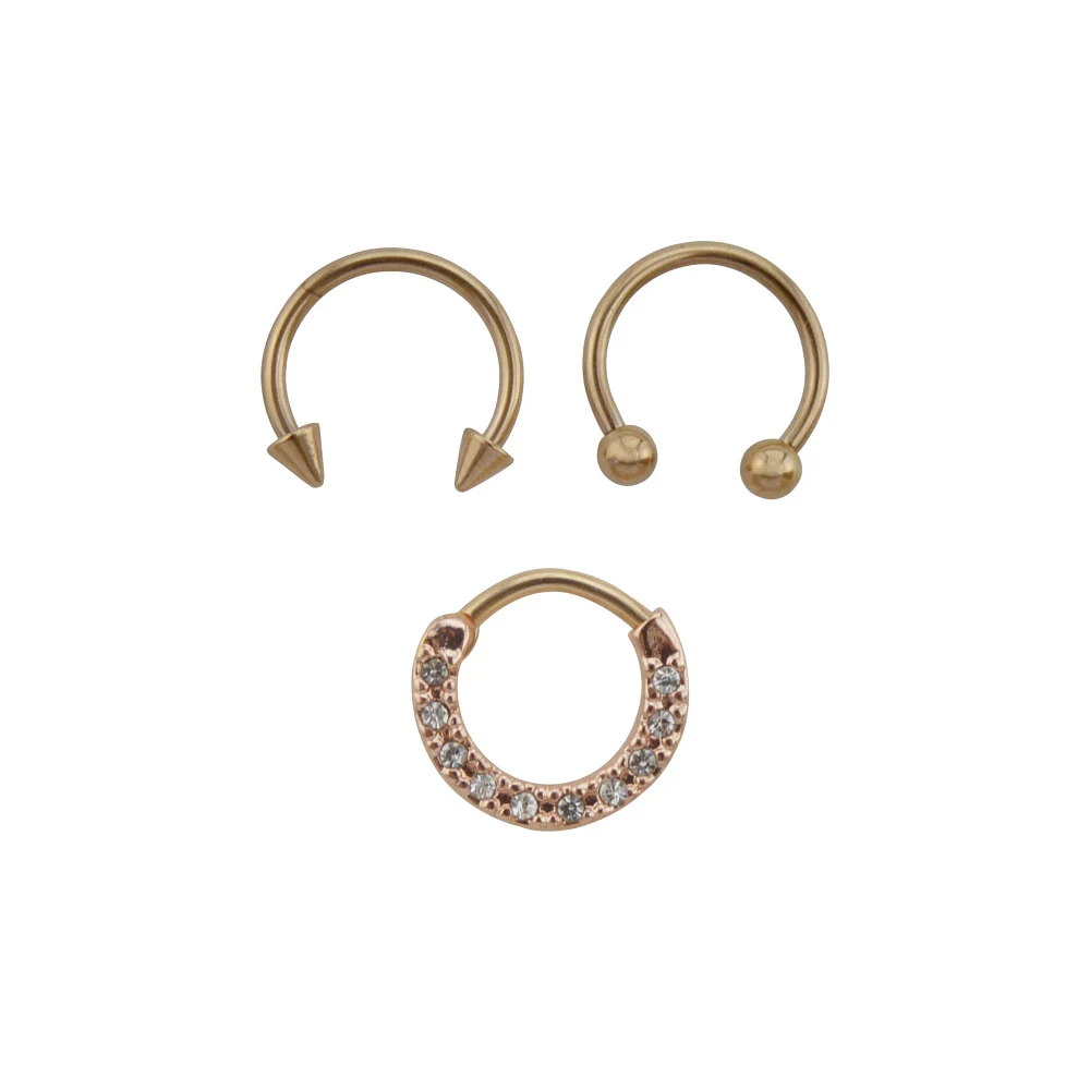 Multi-Pack CZ Septum Rings 3 Pack - 16 Gauge