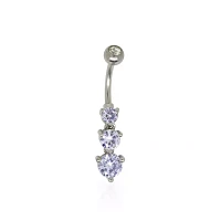 Purple CZ Dangle Belly Ring - 14 Gauge