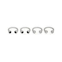 Multi-Pack Horseshoe Rings with CZ Balls 2 Pair - 16 Gauge