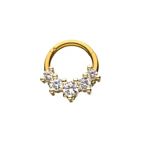 Goldtone CZ Hinged Septum Ring - 16 Gauge