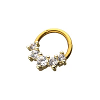 Goldtone CZ Hinged Septum Ring - 16 Gauge