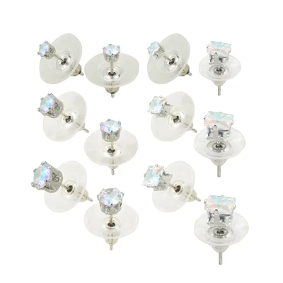 Multi-Pack Round CZ Stud Earrings - 6 Pair