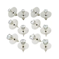 Multi-Pack Round Heart CZ Stud Earrings - 6 Pair