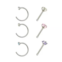 Multi-Pack CZ Bone Nose Rings and Hoop 6 Pack