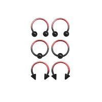 Multi-Pack Ombre Horseshoe Rings and Captive - 3 Pair