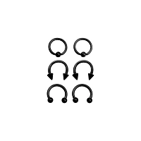 Multi-Pack Horseshoe and Captive Rings 3 Pair - 16 Gauge