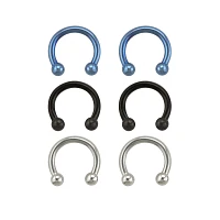 Multi-Pack Blue Horseshoe Rings - 3 Pair