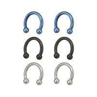 Multi-Pack Blue Horseshoe Rings - 3 Pair
