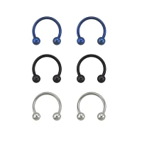 Multi-Pack Blue Horseshoe Rings - 3 Pair