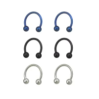 Multi-Pack Blue Horseshoe Rings - 3 Pair