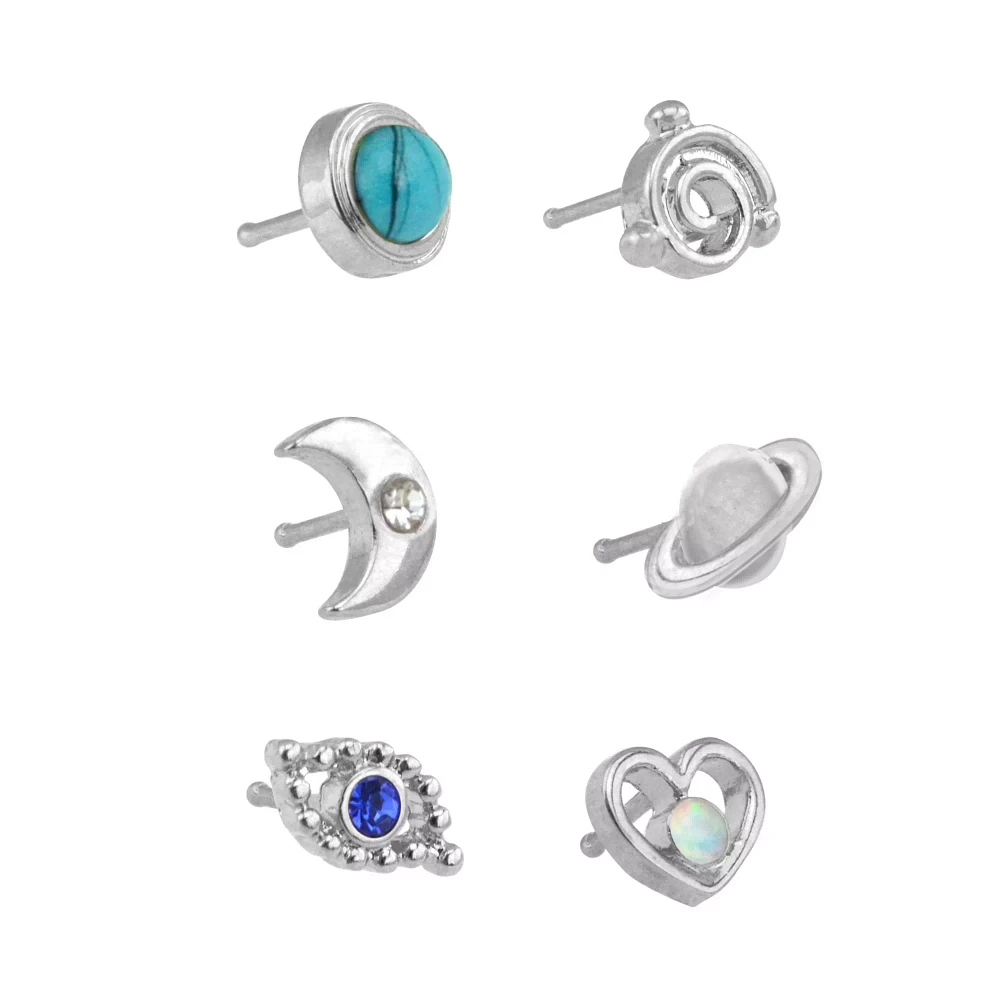 Multi-Pack CZ Galaxy Bone Nose Rings 6 Pack - 20 Gauge