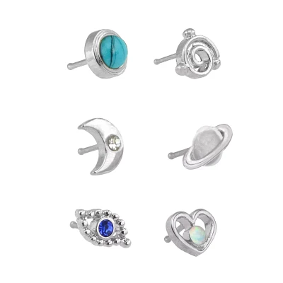 Multi-Pack CZ Galaxy Bone Nose Rings 6 Pack - 20 Gauge