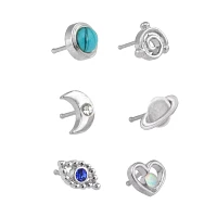 Multi-Pack CZ Galaxy Bone Nose Rings 6 Pack - 20 Gauge