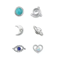 Multi-Pack CZ Galaxy Bone Nose Rings 6 Pack - 20 Gauge