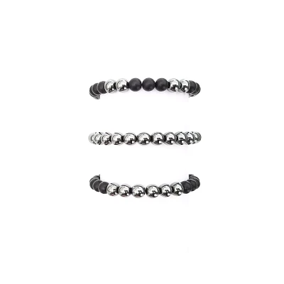 Hematite Beaded Bracelets - 3 Pack