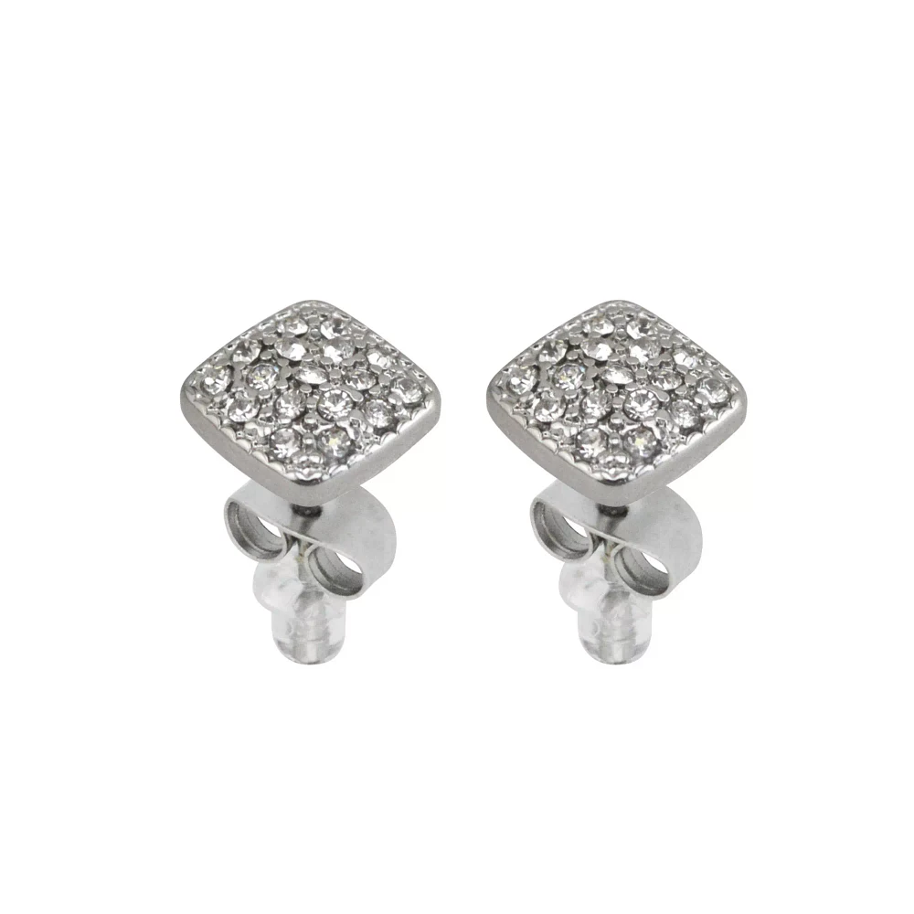 Square Paved CZ Stud Earrings