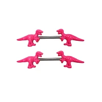 Glow In The Dark T. Rex Nipple Barbells - 14 Gauge