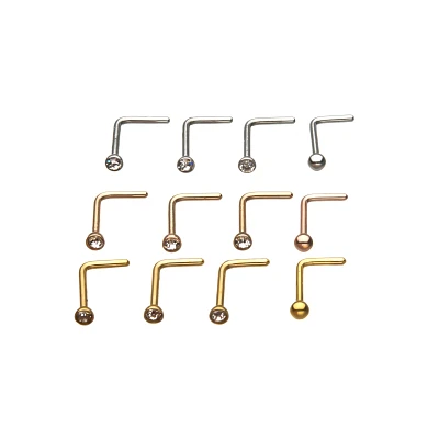 Multi-Pack CZ L-Bend Nose Rings