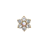 Goldtone Opal-Effect CZ Flower Cartilage Earring - 18 Gauge