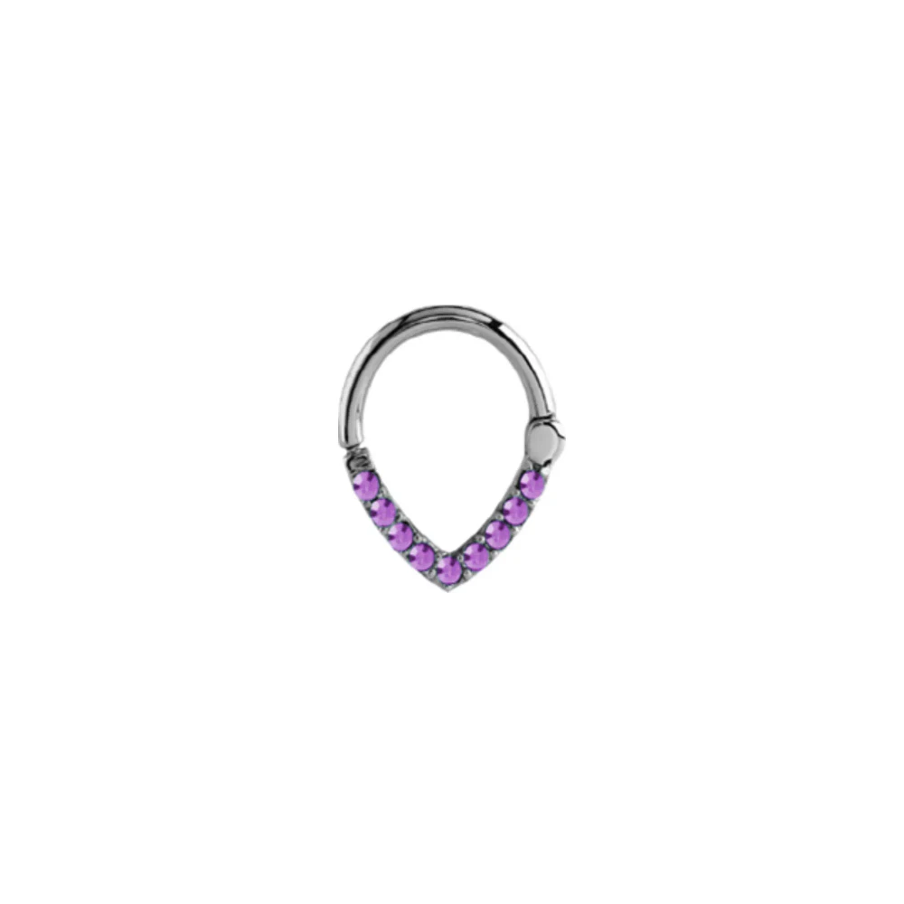 Purple CZ Septum Ring - 16 Gauge