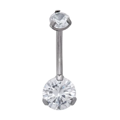 CZ Titanium Belly Ring - 14 Gauge