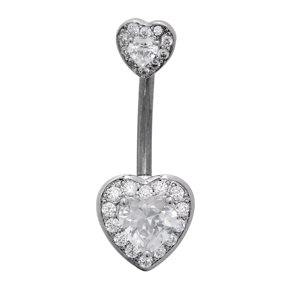 CZ Heart Titanium Belly Ring