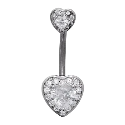 CZ Heart Titanium Belly Ring
