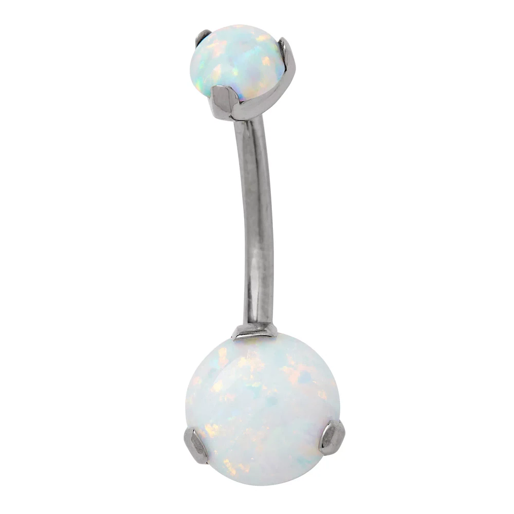 Opal-Effect Belly Ring - 14 Gauge