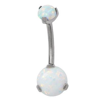 Opal-Effect Belly Ring - 14 Gauge