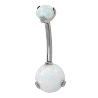 Opal-Effect Belly Ring - 14 Gauge