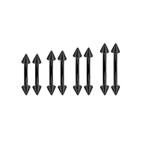 Black Spiked Curved Barbell 8 Pack - 16 Gauge