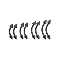Black Spiked Curved Barbell 8 Pack - 16 Gauge
