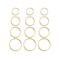 Multi-Pack Goldtone Hoop Nose Rings - 12 Pack