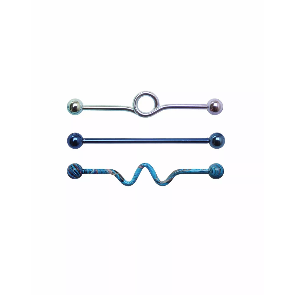 Multi-Pack Swirl Industrial Barbells 3 Pack - 14 Gauge