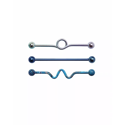 Multi-Pack Swirl Industrial Barbells 3 Pack - 14 Gauge