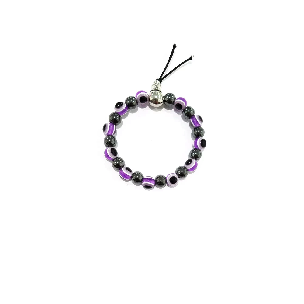 Purple Evil Eye Beaded Bracelet