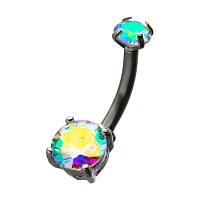 CZ Aurora Borealis Effect Belly Ring - 14 Gauge