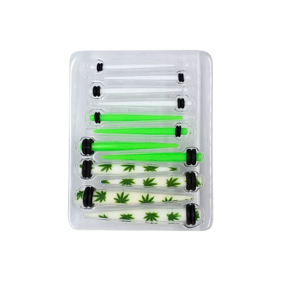 Leaf, Green and White Ear Tapers Kit - 6 Pair