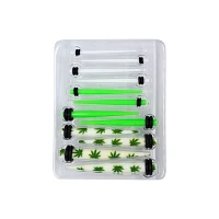 Leaf, Green and White Ear Tapers Kit - 6 Pair