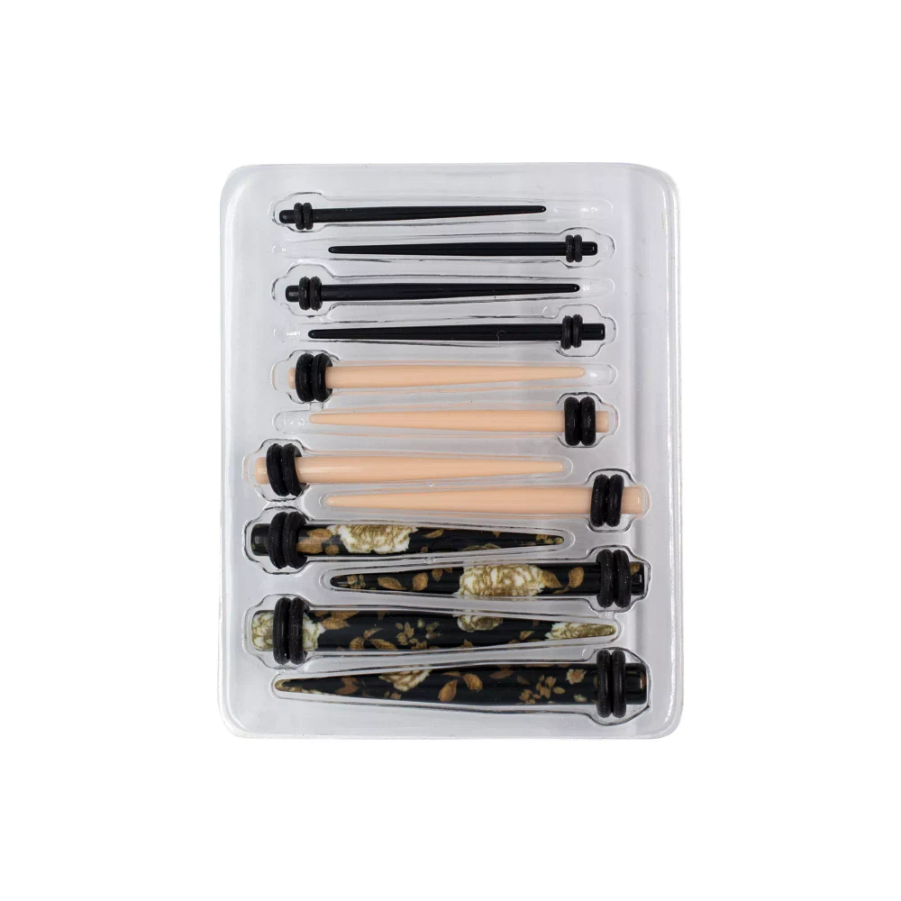 Goldtone Rose Ear Tapers Kit - 6 Pair