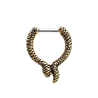 Goldtone Snake Clicker Septum Ring – 16 Gauge