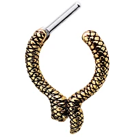 Goldtone Snake Clicker Septum Ring – 16 Gauge
