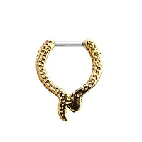 Goldtone Snake Clicker Septum Ring – 16 Gauge