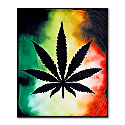 Rasta Leaf Smoke Fleece Blanket