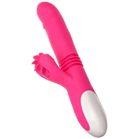Ultimate Threesome Pink Thrusting Rechargeable Rabbit Vibrator 9.3 Inch - Hott Love Extreme