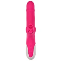 Ultimate Threesome Pink Thrusting Rechargeable Rabbit Vibrator 9.3 Inch - Hott Love Extreme